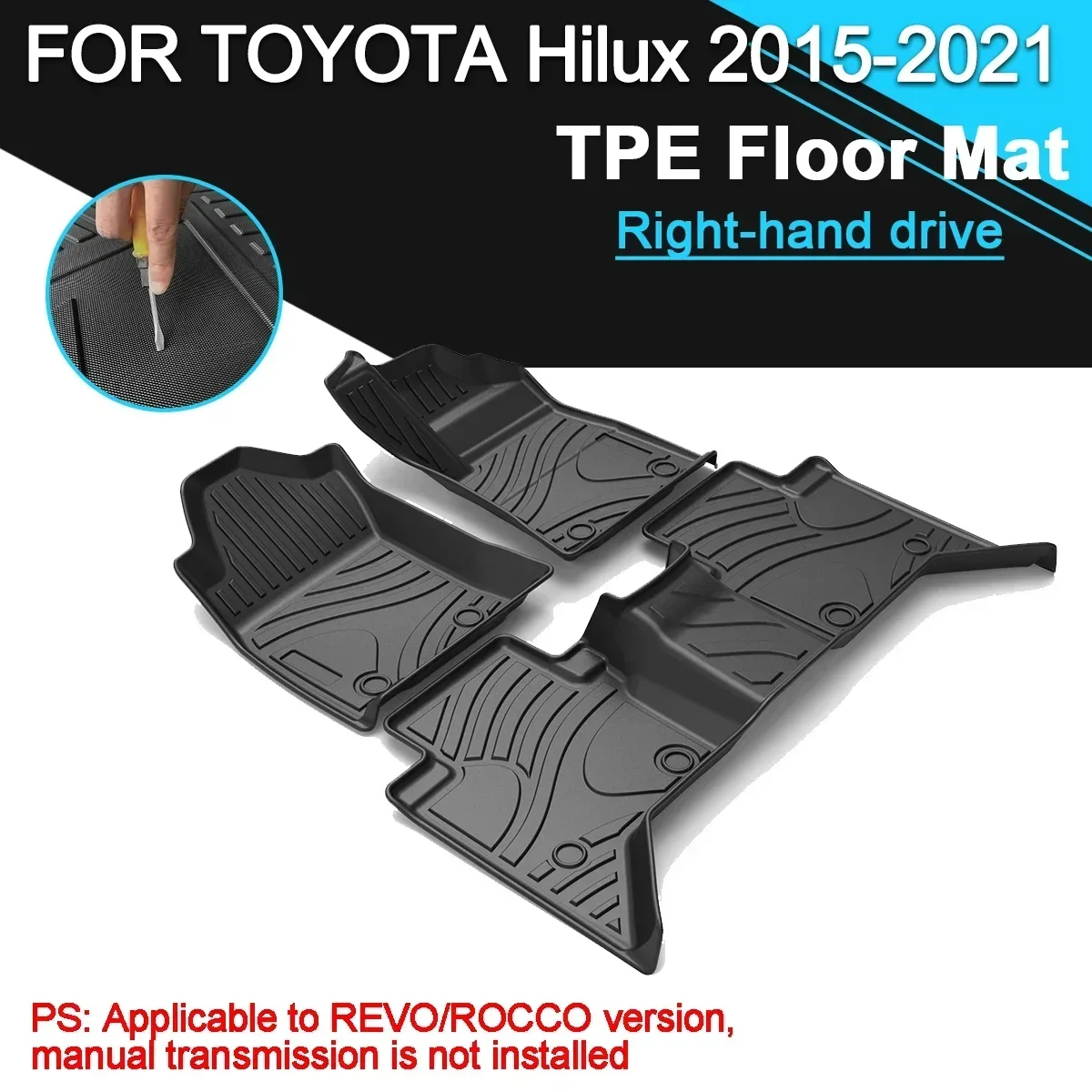 

Автомобильный напольный коврик из ТПЭ, резиновый, водонепроницаемый, нескользящий, полностью объемный, ремонт, автомобильные аксессуары с правым рулем для Toyota Hilux 2015-2021