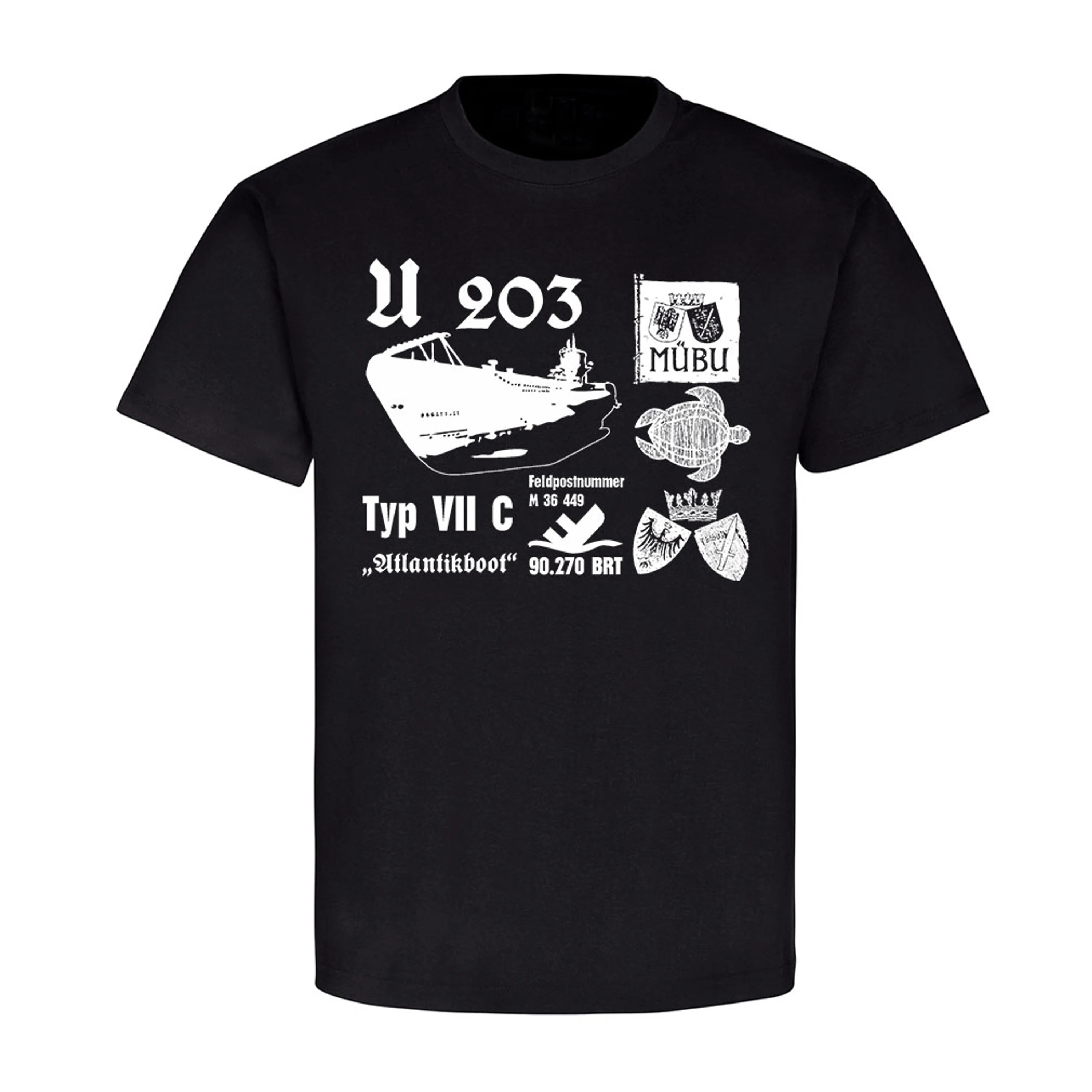 U203 U-Boat Marine Tower Crest Badge German Submarine T-Shirt 100% Cotton O-Neck Short Sleeve Casual Mens T-shirt Size S-3XL