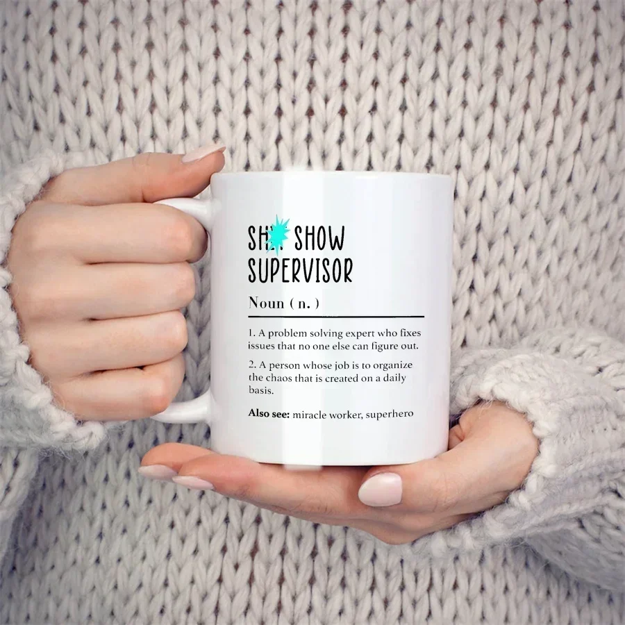 Shit Show Supervisor Mugs For Women Coworker Team Manger Director Birthday Gifts Novelty Coffee Ceramic Tea Cups White 11 oz