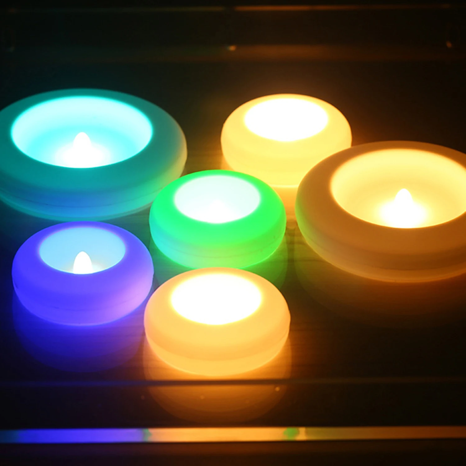 6pcs/set Waterproof Swimming Pool Candle Smokeless Floating Candle Realistic Flickering candles For Party Christmas Praying