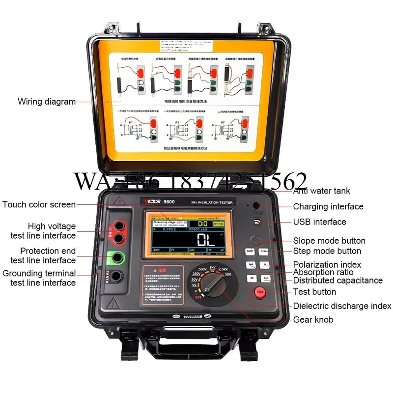 Wmwmnu for 9600 9600B Insulation Tester 10KV 5T Ohm Touch Color Screen Custom Voltage Test Industrial Ground Resistance Meter