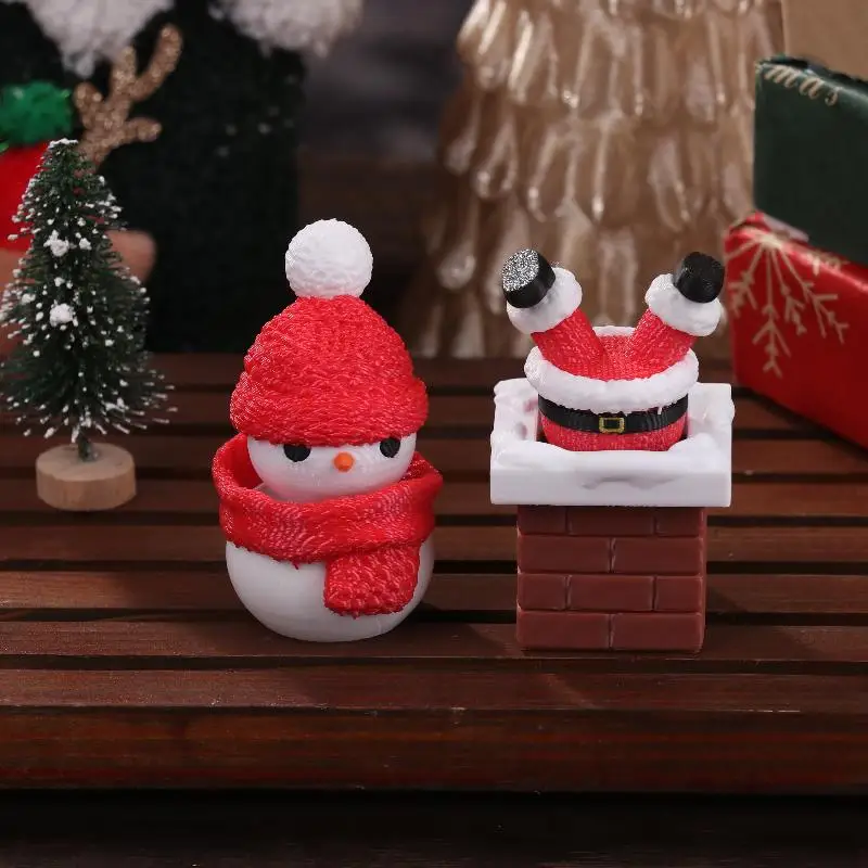 Decorazione natalizia stampata in 3D, bambola da tavolo, Babbo Natale, camino cadente, carino e divertente, giocattolo relax, ornamento pressato, clicker