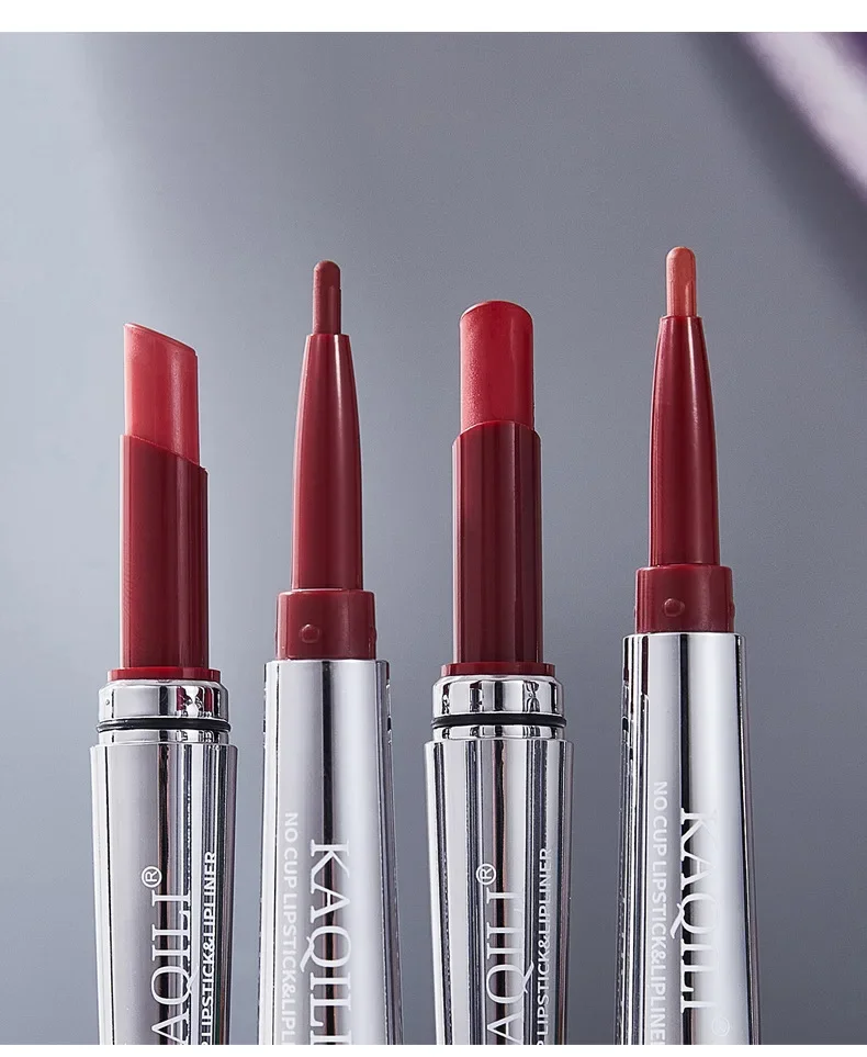 Matita per labbra opaca a doppia estremità Rossetto impermeabile a lunga durata senza trasferimento a prova di sbavature per un trucco labbra perfetto