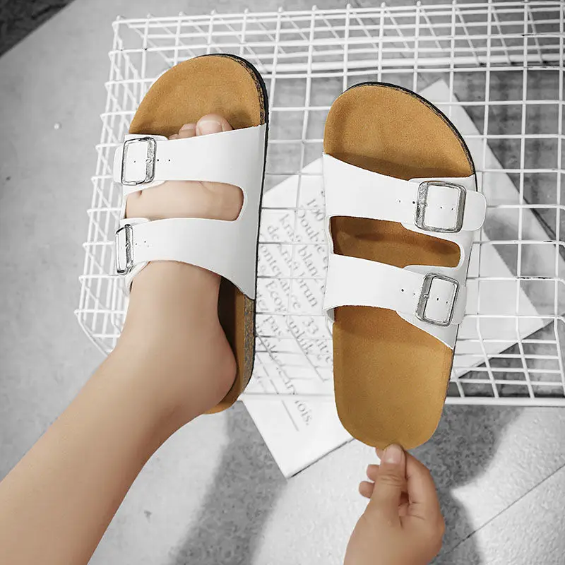 PU Shoes Summer Cork Sandals Men Fashion Clogs Slippers Men Suede Beach Sandals With Arch Support Men Clogs Sandals Large Size