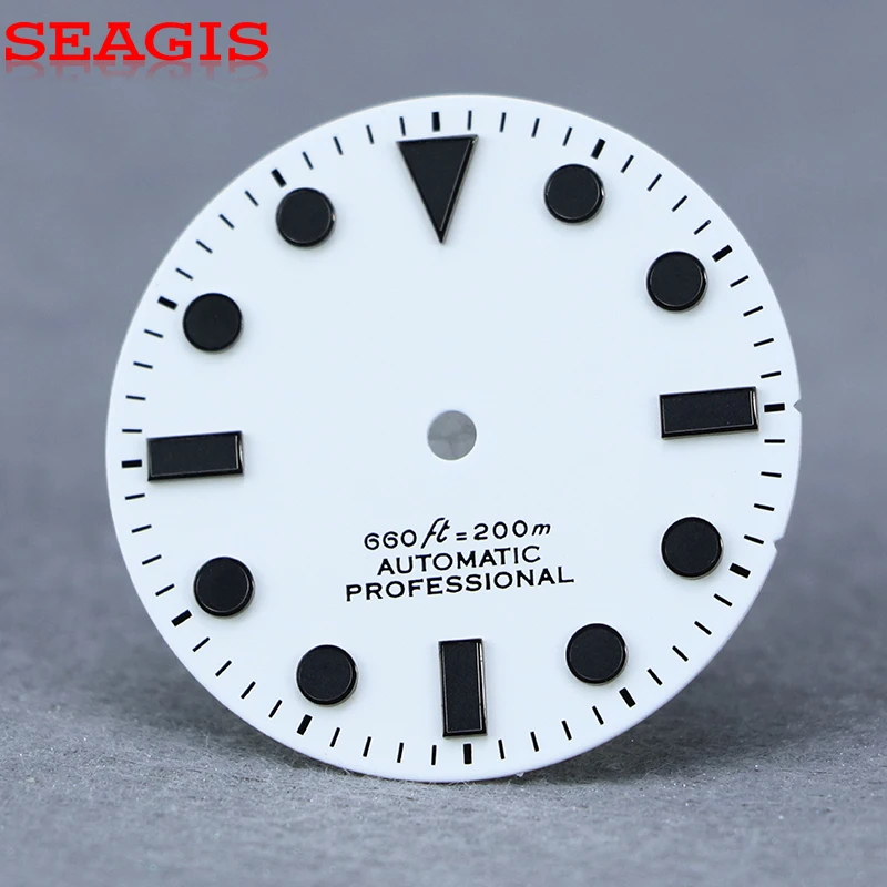 SEAGIS 28,5 mm BK WT quadrante opaco nero Lume per movimento Skx007 NH35 DIAL FIT senza logo