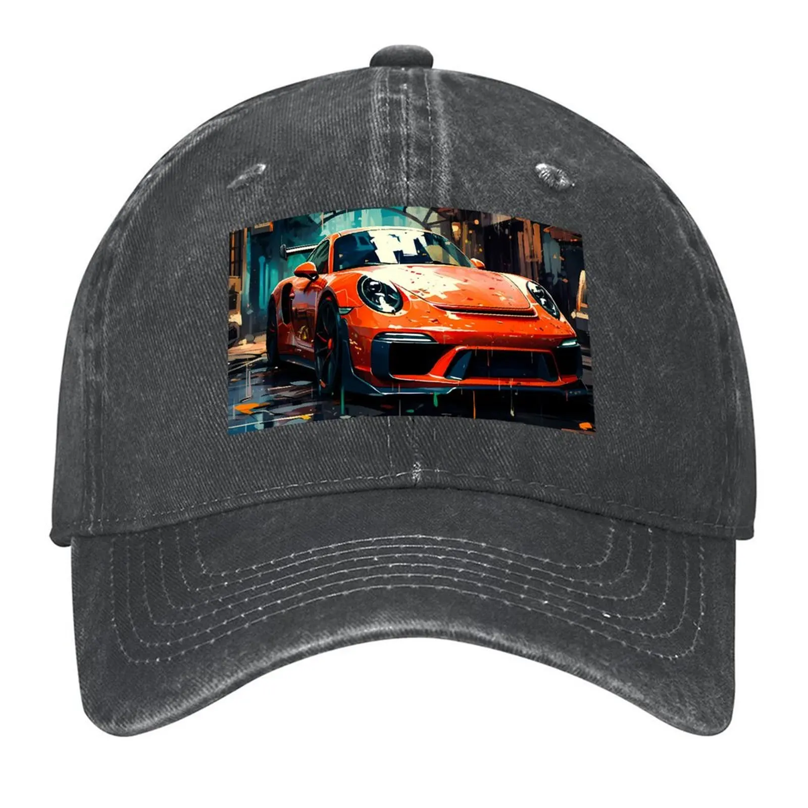 

2026 2026 Vibrant Sports Car Parked On Wet City Street At Night Baseball Cap Summer Hat Snapback Cap Women's Men's