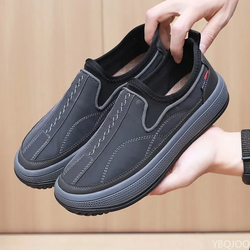 New breathable Men's Shoes Casual canvas shoes Middle aged elderly non slip flat Comfort thick soled male shoes Zapatos Homme
