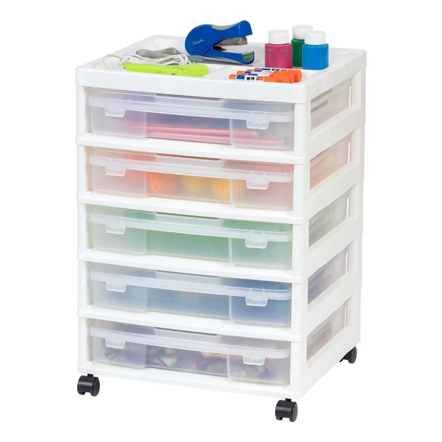 

5 Drawers Scrapbook Plastic Rolling Storage Cart