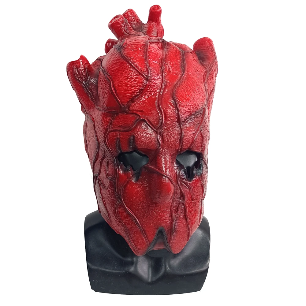 Anime Dorohedoro Shin Heart Red Mask Cosplay Costume Scary Bloody Latex Helmet Fancy Adult Unisex Halloween Prop