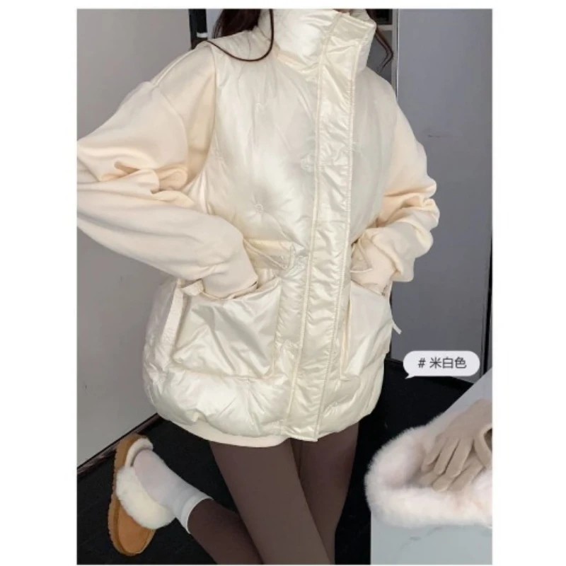 Women's Down Cotton Vest Autumn Winter New Fashion Versatile Shiny Surface Waistcoat Outerwear Waistcoat Warm Jackets