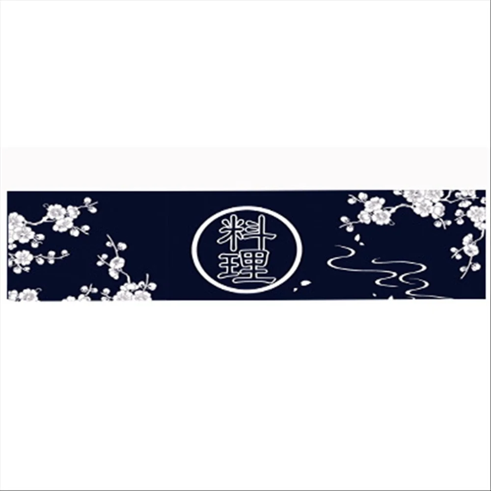 Japanese Cuisine Noren Curtain Dark Blue Plum Blossom Print Door Curtain for Izakaya Restaurant Kitchen Partition Decor