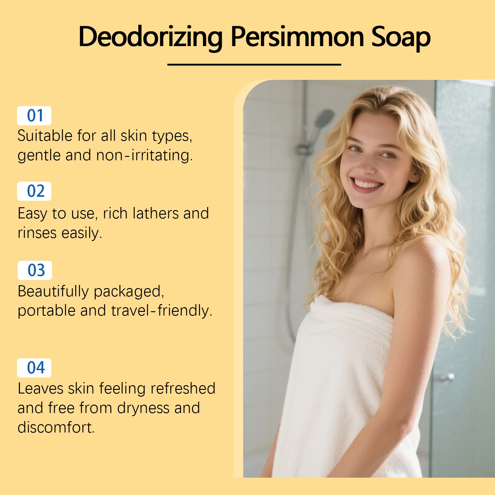 AMZ Persimmon Bath Soap - Gentle Cleansing Body Wash with Refreshing Scent Non Greasy Formula for Soft Skin Daily Use