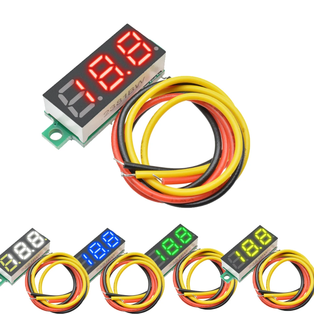 0.28 Inch DC LED Digital Voltmeter 0-100V Voltage Meter Auto Car Mobile Power Voltage Tester Detector 12V Red Green Blue Yellow