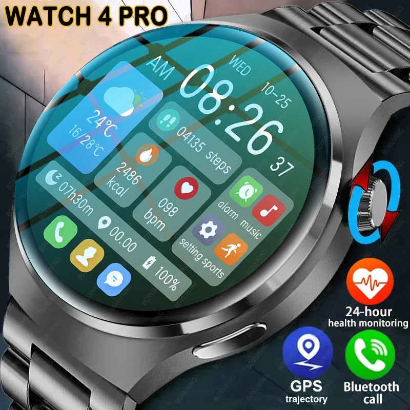 

2026 New Watch 4 Pro GPS Smart Watch Men 360*360 AMOLED Screen Heart Rate Bluetooth Call IP68 Waterproof Sports Man Smartwatch