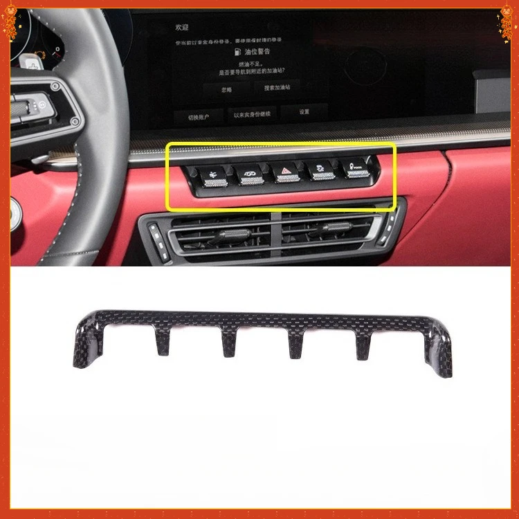 

For Porsche 911 Real Dry Carbon Fiber Decoration of the warning light switch Automotive interior accessories 19-24
