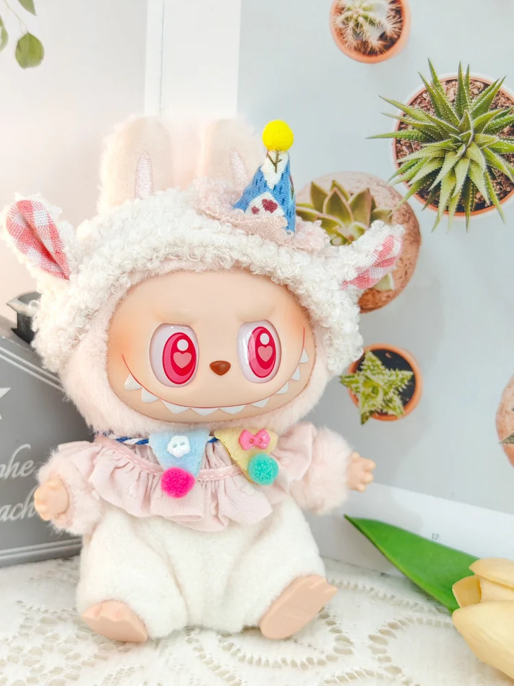 

Labubu шляпа на день рождения Par, сменная одежда для куклы, подвесное украшение для девочек, модная модная игрушка, наряд для куклы