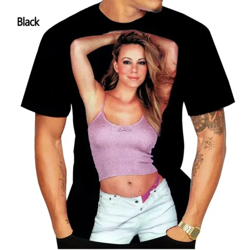 Fashion Men Clothing New Pop Singer Mariah Carey 3D Print T-shirt Hip Hop Harajuku Street Unisex Oversized T Shirt Tops