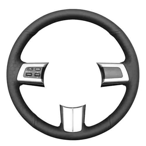 

Leather Steering Wheel Wrap, Hand-Stitched Cover For Mazda MX-5 2016–2019 With Textured Grip And Chrome Accents