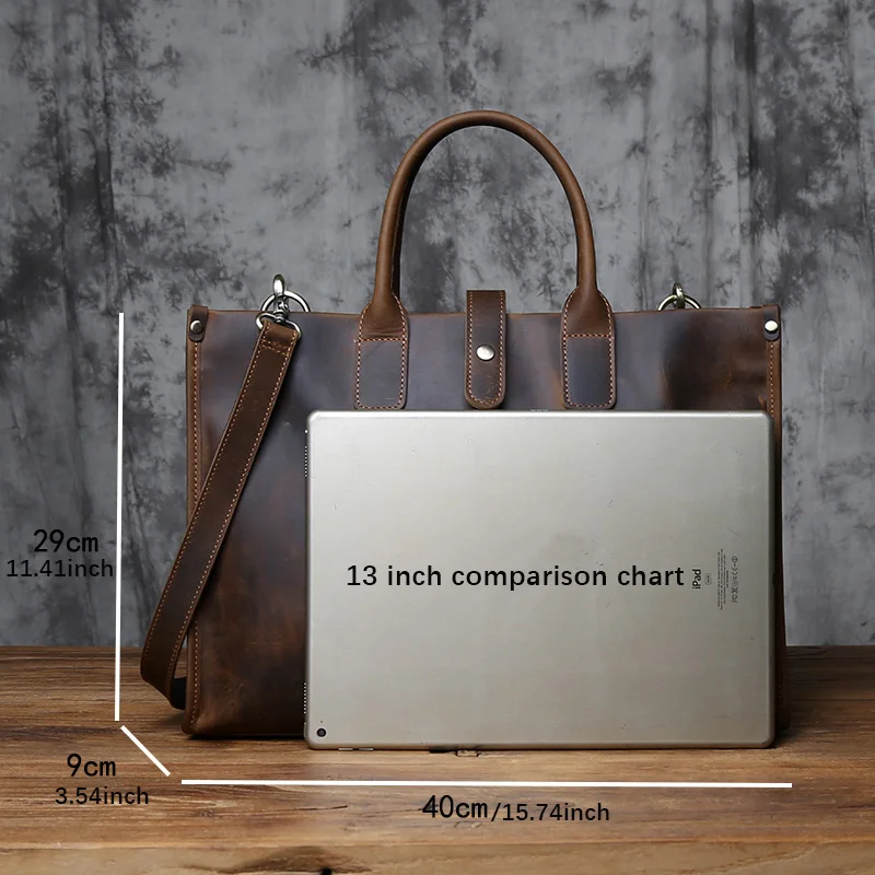 Nzpj Vintage Echt leder Herren Aktentasche natürliche Rindsleder Handtasche verrückte Pferd Leder Computer tasche lässige Umhängetasche – Detail 2