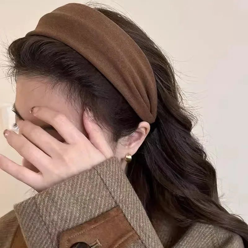 عصابة رأس عصرية على الطراز الفرنسي بسيطة ذات حافة واسعة ومتعددة الاستخدامات مع إكسسوارات شعر حلوة عصرية ولطيفة للفتيات #3