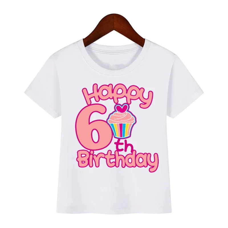 Children Happy Birthday 3-9 Years Number Print White T-shirts Boys&Girls Funny Present Baby Tops Kids Summer Short T Shirt