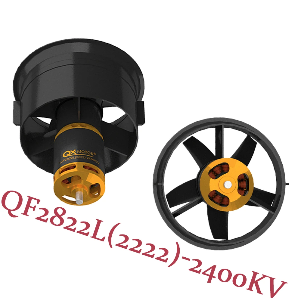 QX-MOTOR 64mm EDF QF2822 2400KV Brushless Motor 5 Blades Ducted Fan Using 40A 6S ESCfor Toy Airplane Parts