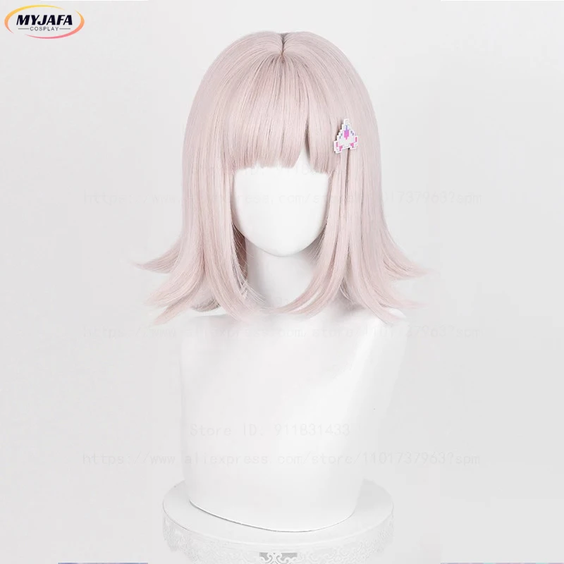 Hochwertige Nanami ChiaKi Cosplay Perücke Kurze Grau Rosa Kopfhaut Hitzebeständige Kunsthaar Halloween Party Anime Perücken + WigCap
