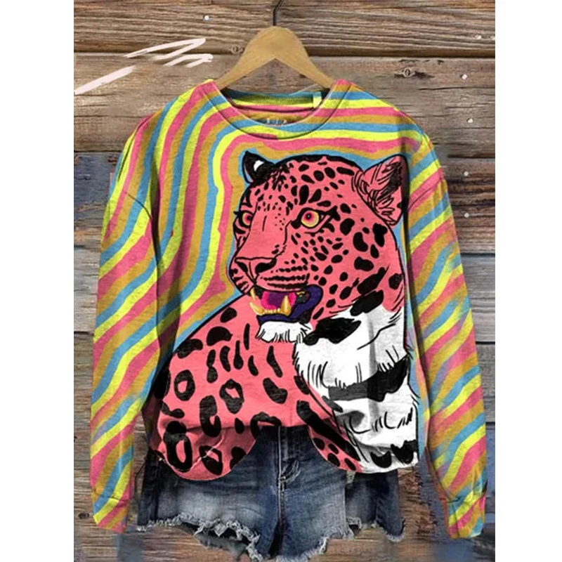 Autumn Fun Panther Leopard Sweatshirts Cheetah Tiger Zebra 3D Print Hoodies Women Streetwear Pullovers Y2k Hoodie Woman Clothing