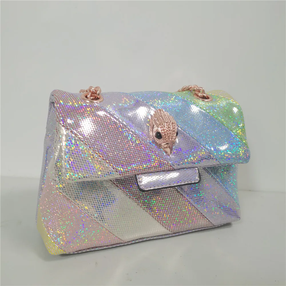 2023 New Arrival Shiny Glitter Mini Rainbow Women Handbag Jointing Colorful Sequin Cross Body Bag