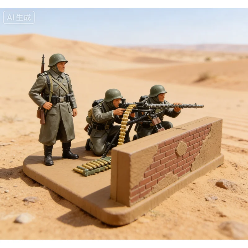 1:72 Scale Model 3D Printing Painted 3Pcs German Winter Heavy Machine Unit Soldiers Toys DIY Scene Accessory Display Fans