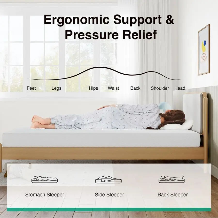 مرتبة مزدوجة الحجم مقاس 8 بوصات، مرتبة إسفنجية ذكية مزدوجة للأطفال مع رغوة دعم مريحة عالية الكثافة لمسة رائعة P #3