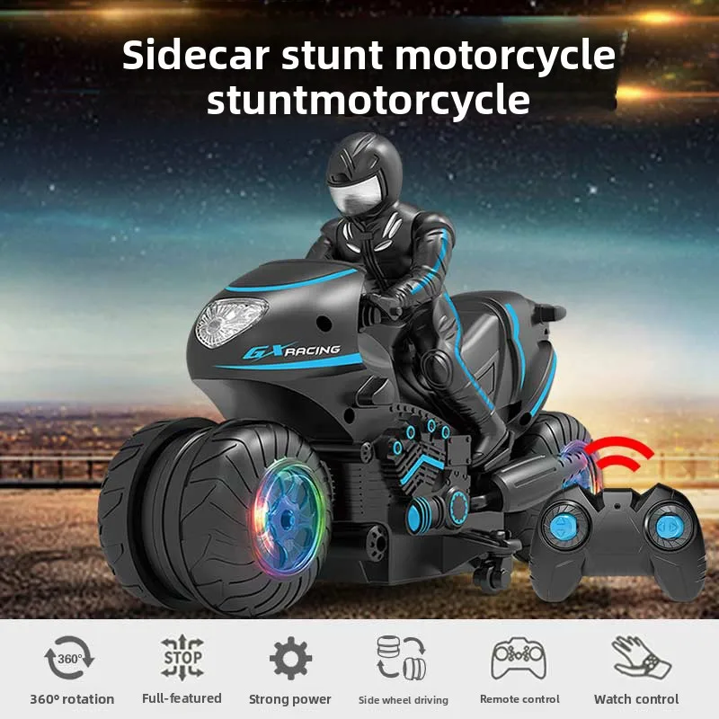Gesture Sensing RC Stunt Motorcycle, Remote Control Motorbike with LED Light Wheels, Kids RC Stunt Car Toy, Boys Birthday Gift