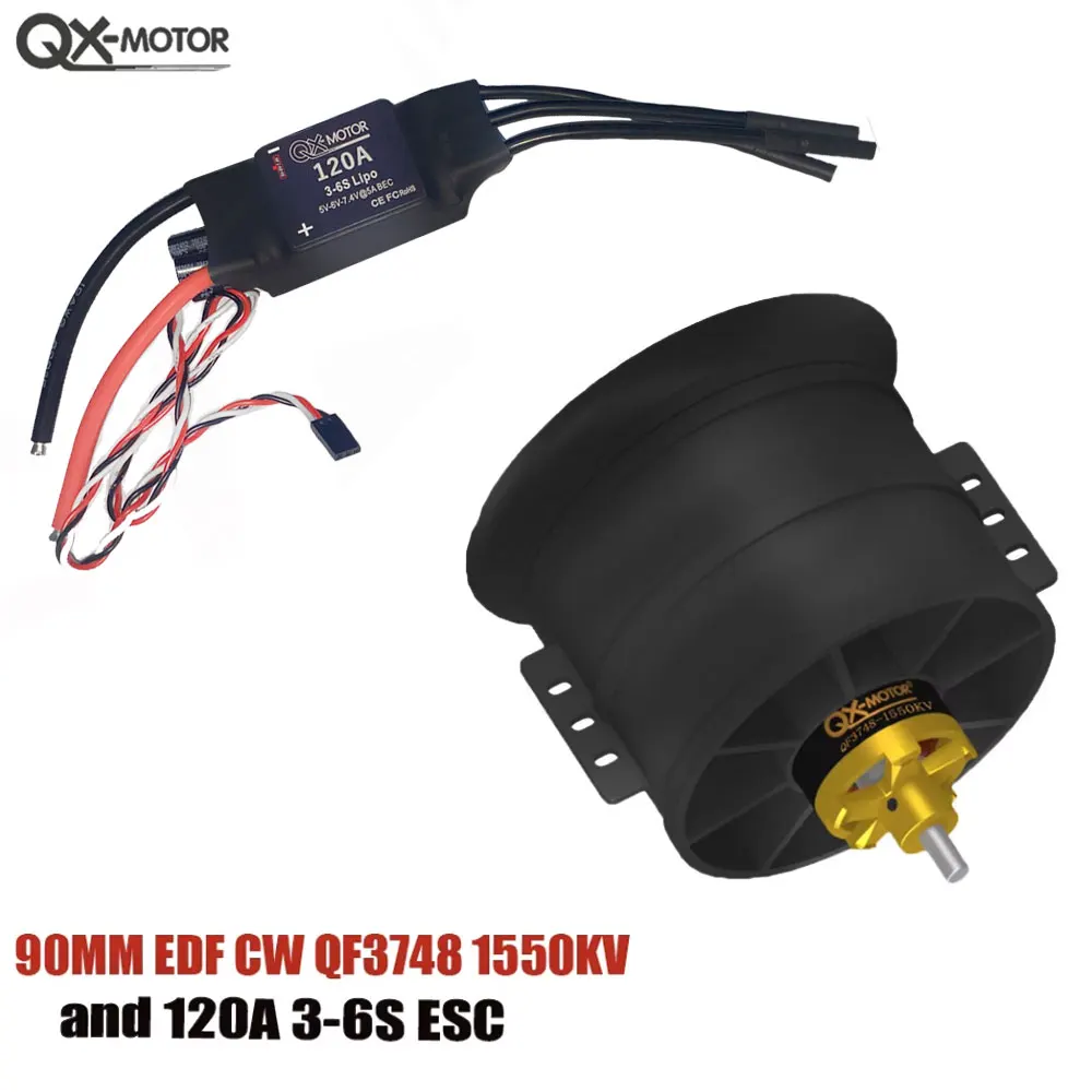 QX-MOTOR 90mm EDF 12 Blades Fan CW CCW QF3748 QF3758 Brushless Motor Use 100A 120A ESC For RC Multiaxis Helicopter Aircraft Part
