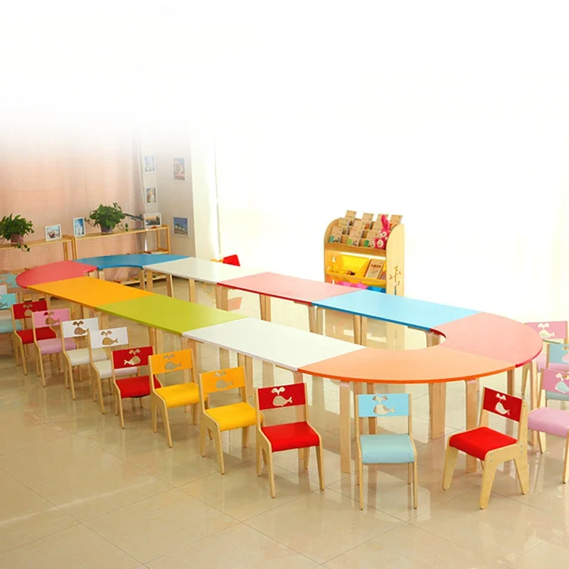 Kindergarten Tables and Chairs Solid Wood Early Childhood Education Kindergarten Managed Art Games Children's Tables