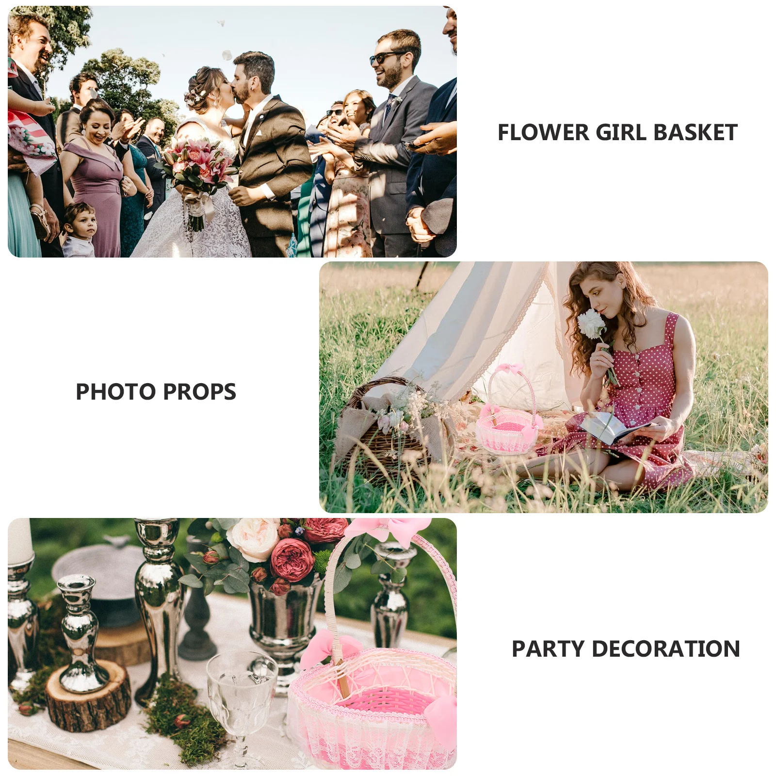 

Wedding Flower Basket Heart-Shaped Lace Portable Lightweight Reusable Petal Decor For Banquet Party Event Home Storage Utility