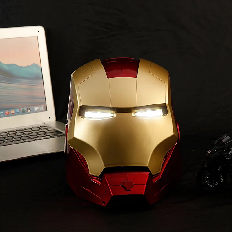 New Marvel Avengers Iron Man Helmet Cosplay 1:1 Luminous Iron Man Mask Pvc Action Doll Toy Children Adult Gift