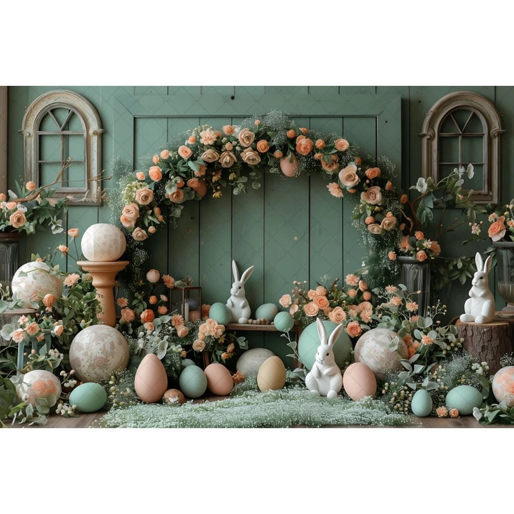 Spring Easter Backdrop Photography Flowers Bunny Eggs Baby Shower Party Background Photo Photographic Studio Shoots Props