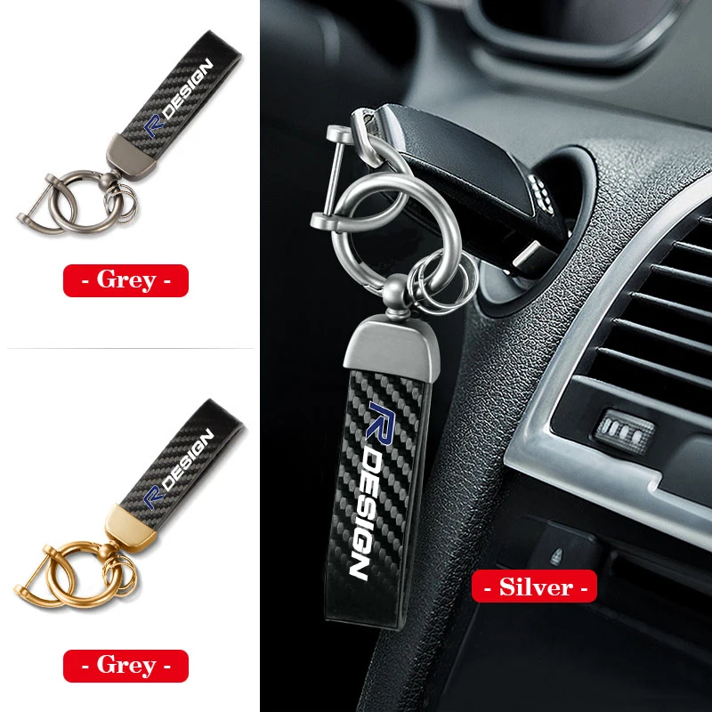 Car Logo Keychain Fiber Leather Alloy For Volvo V60 V40 XC90 S60 C30 XC60 V50 V70 S90 Olestar AWD XC40 S80 T6 V90