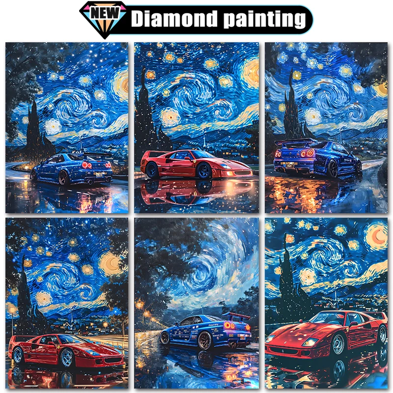 

Large size DIY Diamond Art Painting Van Gogh Starry Night Sports Car Home Decor Full Square&Round mosaic embroidery Cross stitch
