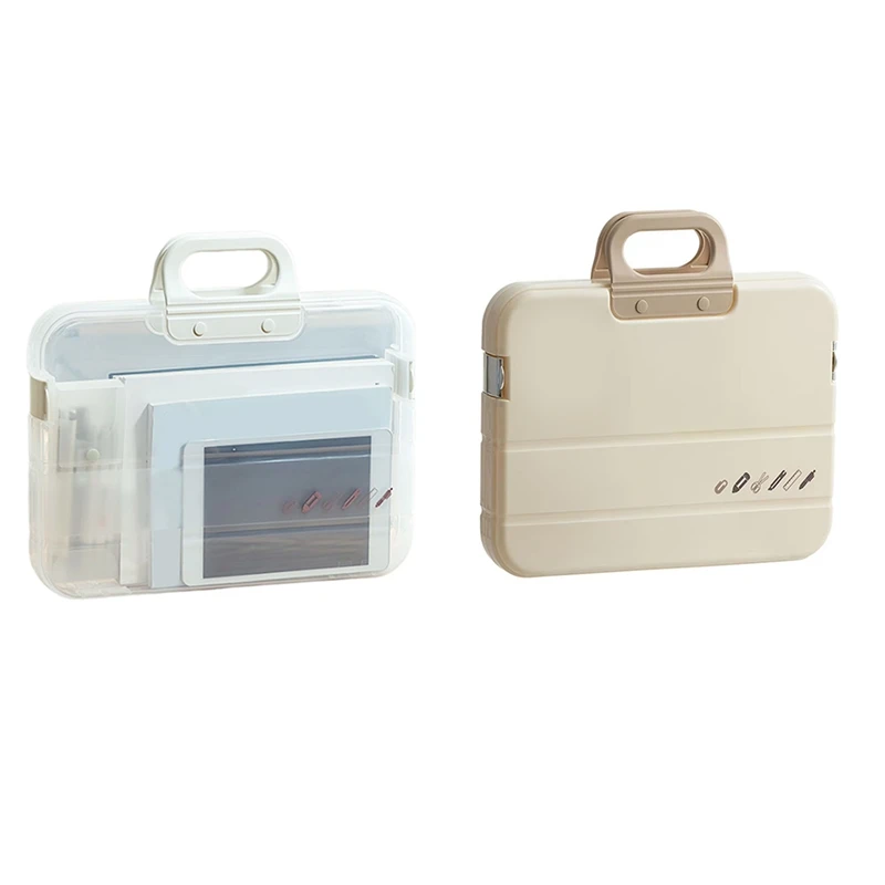 T04C-A4 Plastic File Folder With Lock Handle Portable Box File Waterproof Filing Supplies Multi-Purpose Document Bag