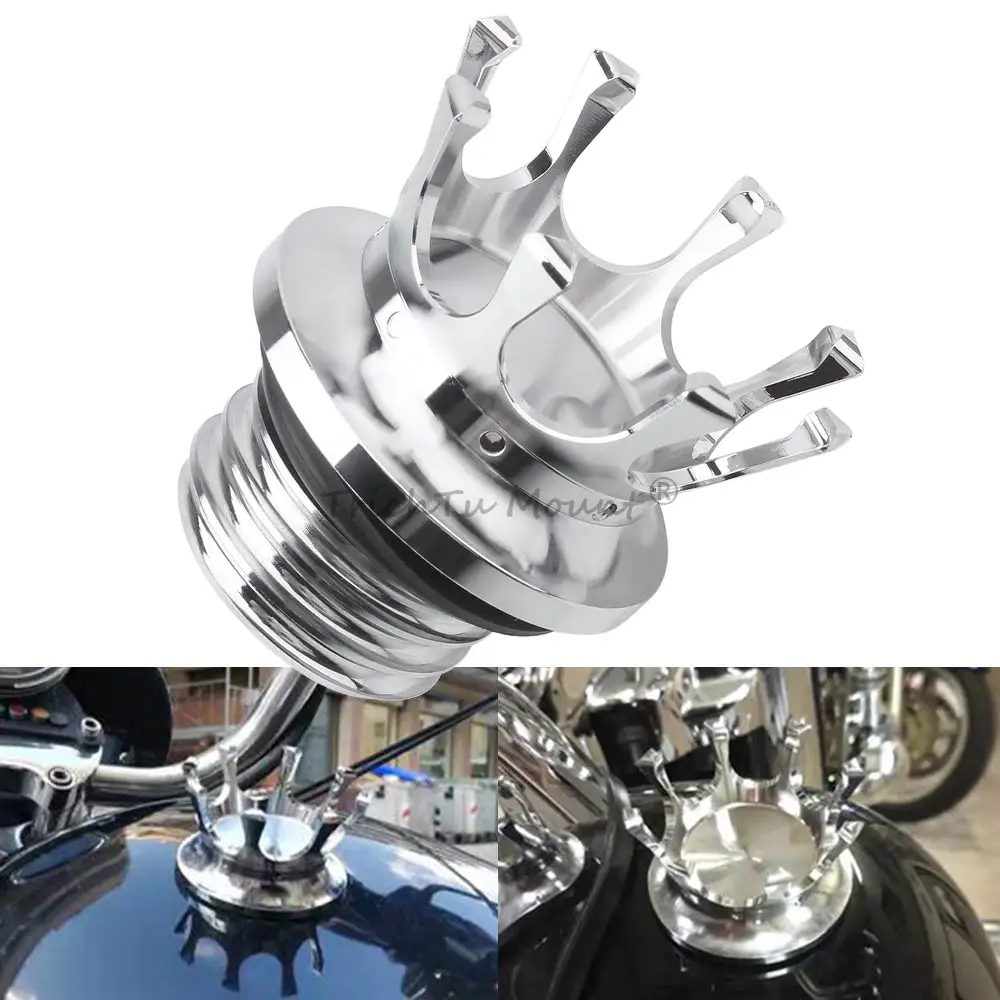 Crown Style Fuel Tank Gas Cap Petrol Tank Cover For Harley Sportster XL Softail Dyna FXD Touring Road King 1996-later Motorcycle