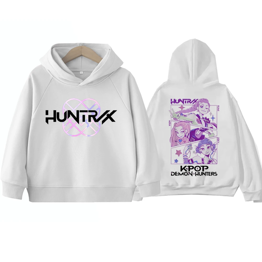 Kpop Demon Hunter infantil com capuz Harajuku Hip Hop pulôver tops moletom presente