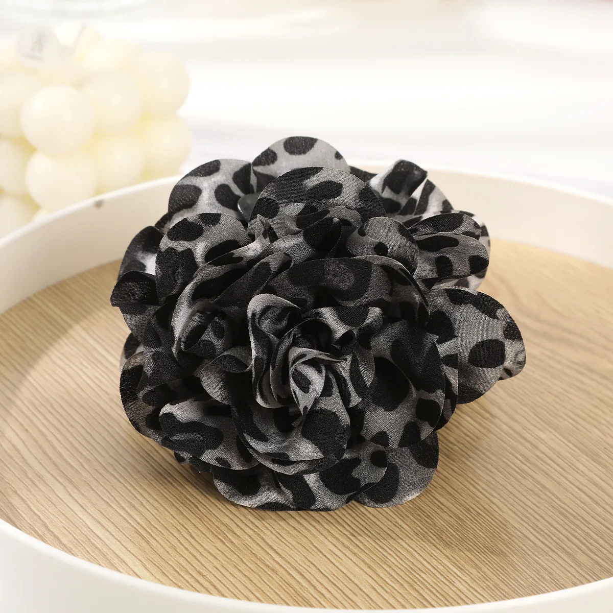 Elegant & Retro! Leopard - print Camellia Hair Clips - Stylish Fabric for Women. Hand - wash Only. Ideal for Fall & Winter. image 4