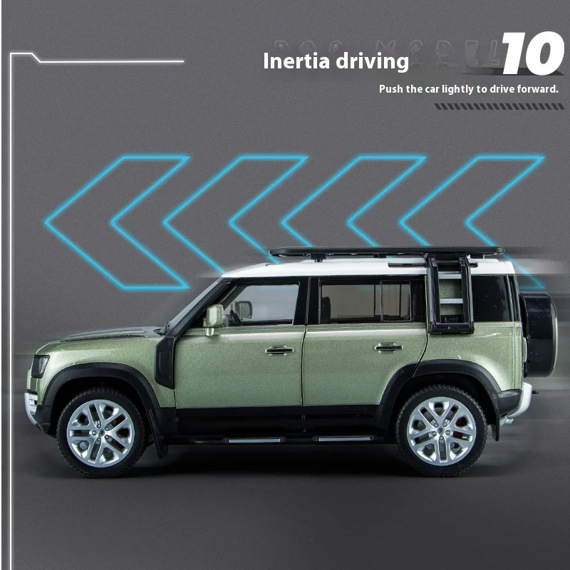 1: 18 Grande Defender 110 Modello di auto in lega Giocattolo Regalo, Auto giocattolo per bambini con suono e luce simulati, Regalo di compleanno per ragazzi