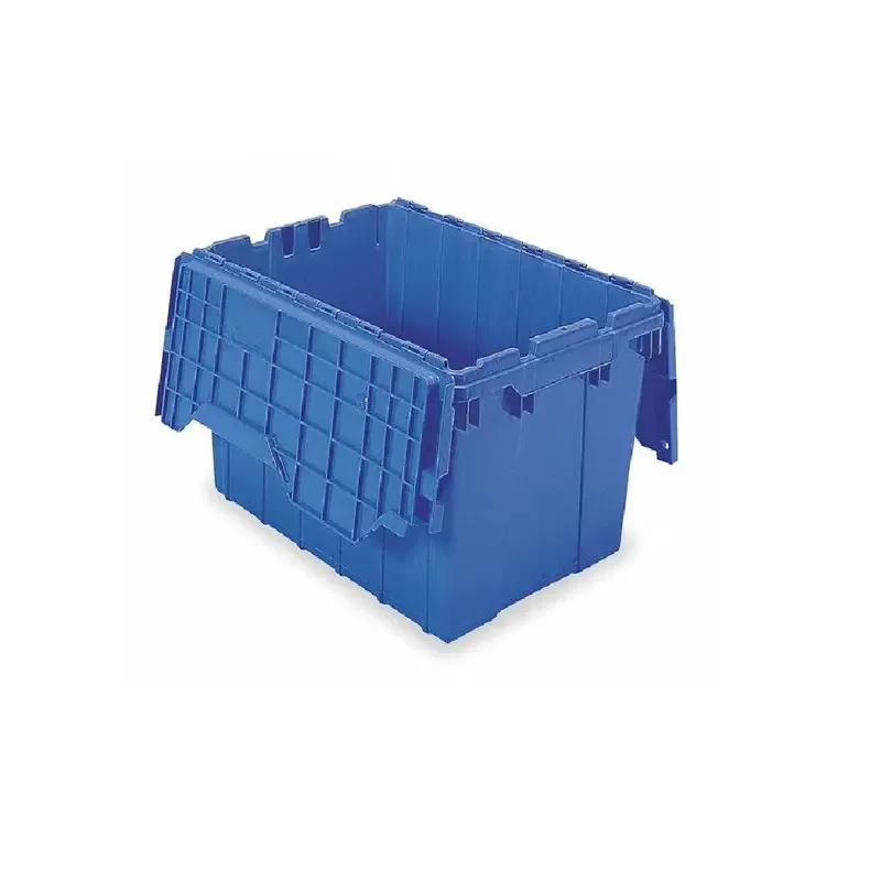 

Attached Lid Container, 12 gal, 21 1/2 in L, 15 1/4 in W, 12 1/2 in H, Blue, Plastic, Steel Hinge