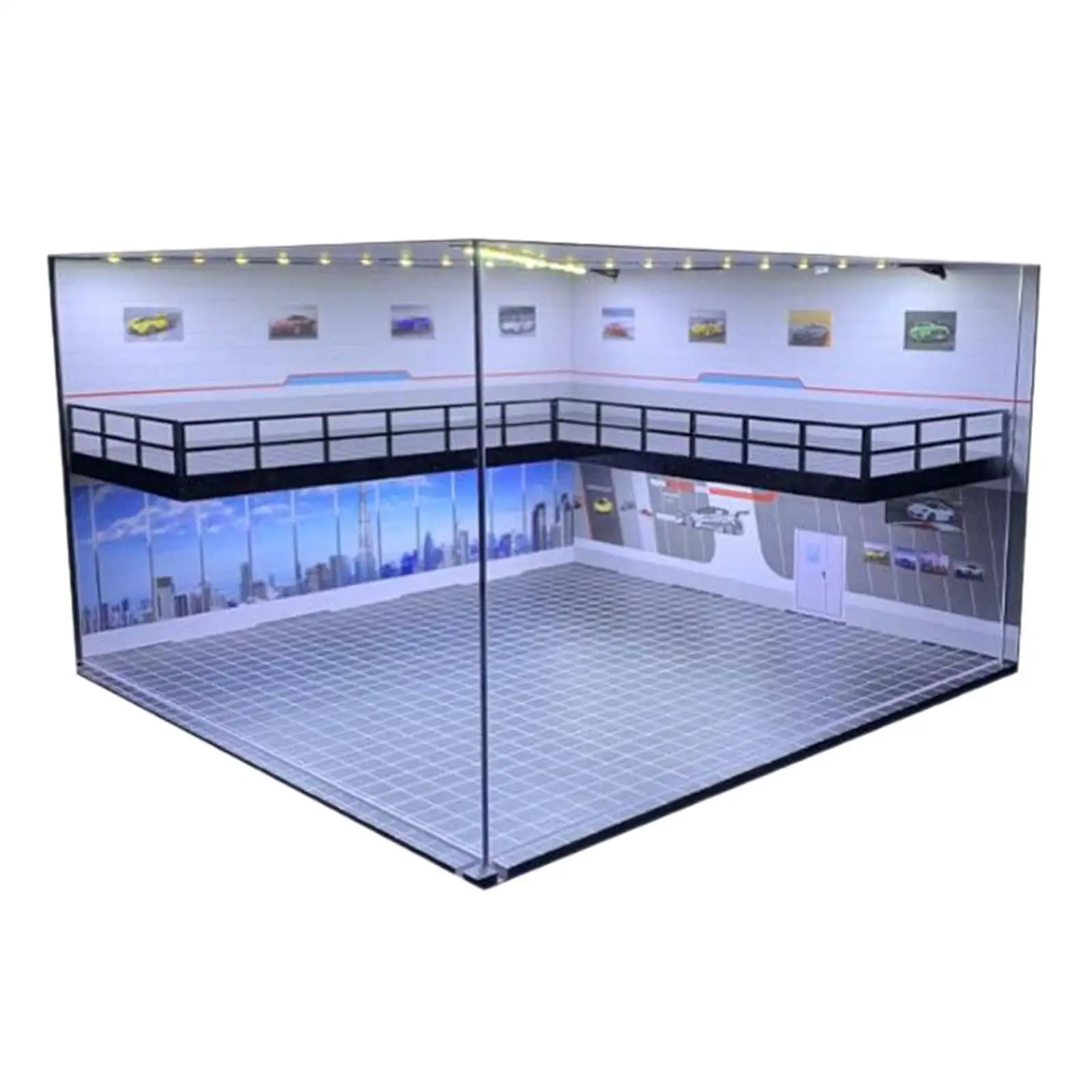 Double Layer 1:64 Parking Lot Acrylic Container Backdrop Vehicle Garage Showcase