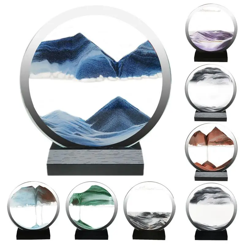 Moving Sand Art 3D Dynamic Flowing Sand Painting Landscape With Glass Frame Sand Hourglass For Home Ornament Desktop Art