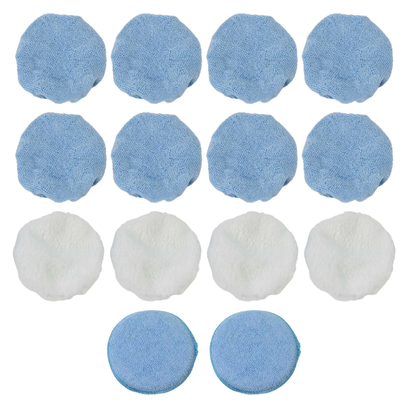 Kit de herramientas para el cuidado del coche, almohadilla de pulido para coche, almohadillas de microfibra de alta intensidad, almohadilla de pulido, brillo de nivel profesional azul y blanco