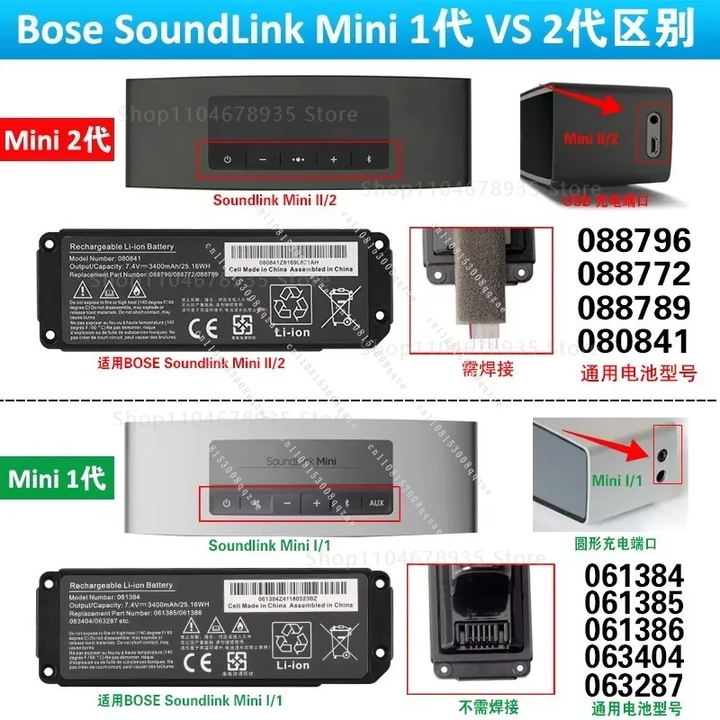 Battery Compatible with BO、SE Soundlink Mini I 063404, 061384, 061385 Bluetooth Speaker