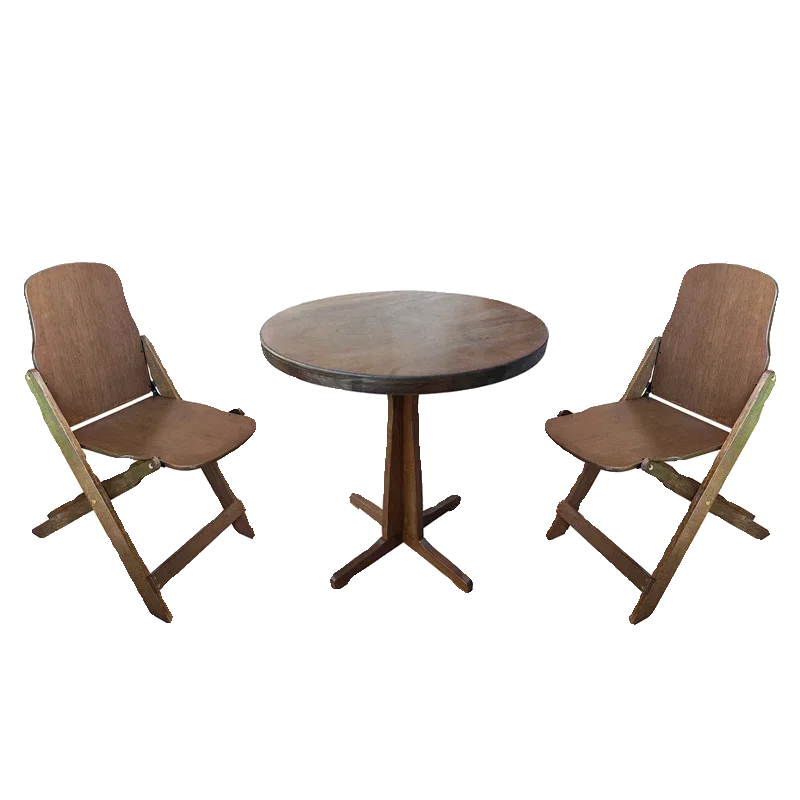 

Retro solid wood square table round table folding back chair living room balcony small apartment household dining table coffee t